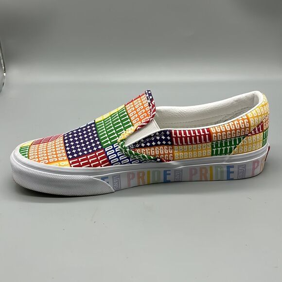 Like new Vans Classic Slip-On PRIDE LGBTQ LGBT Rainbow Multi Color Slip Ons - Picture 2 of 7